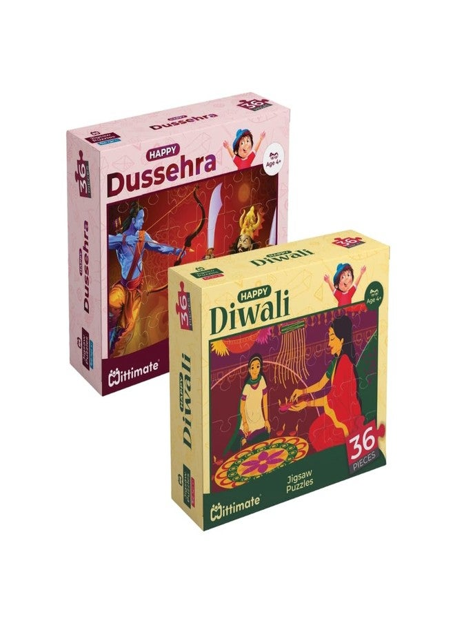 Mittimate Jigsaw Puzzle Combo Set of 2 - Diwali & Dussehra Festival I 36 Pieces Cardboard Puzzle Game for Kids Age 4 to 6 Year I Birthday Gift for Children - Image 2